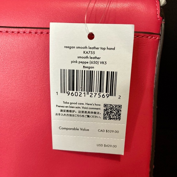 🎉NWT Kate Spade ♠️ Reegan smooth leather Pink Peppercorn tote with strap - Picture 4 of 14